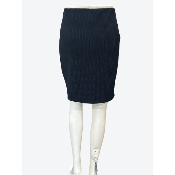 Ann Taylor LOFT Polyester Spandex Dark Navy Blue Pencil Midi Skirt Size M - Picture 3 of 10